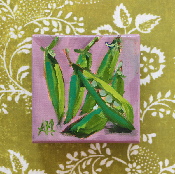 Garden Peas Original Painting by Angela Moulton