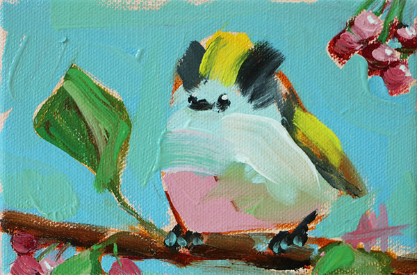 Goldcrest and Berries Original Painting by Angela Moulton