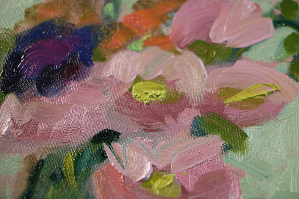 Hollyhock Bouquet Original Oil Painting Angela Moulton
