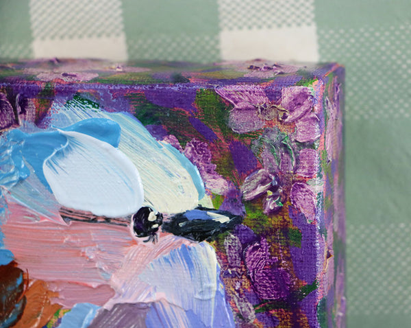 Lavender-Breasted Roller Bird Mini Original Painting by Angela Moulton