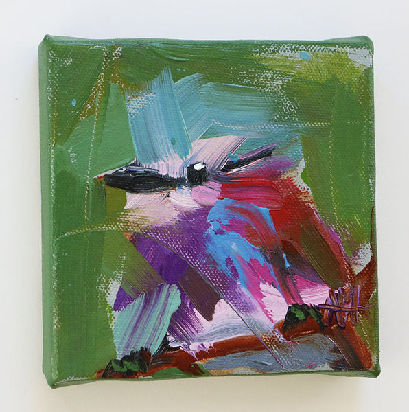 Lavender Breasted Roller on Green Original Painting by Angela Moulton