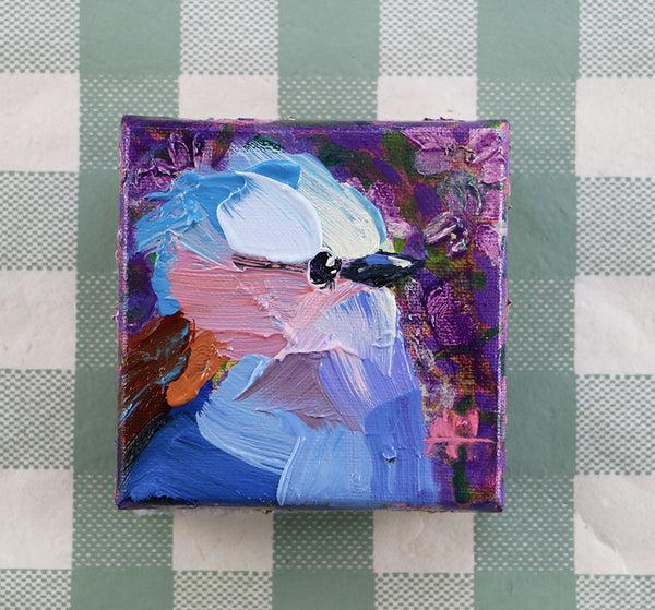 Lavender-Breasted Roller Bird Mini Original Painting by Angela Moulton