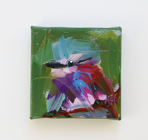 Lavender Breasted Roller on Green Original Painting by Angela Moulton