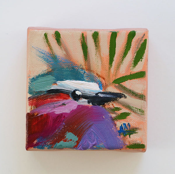 Lavender Breasted Roller and Leaves Original Painting by Angela Moulton