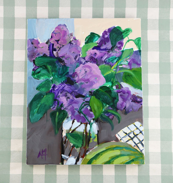 Lilacs and Watermelon Original Painting by Angela Moulton