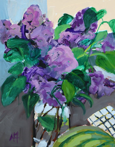 Lilacs and Watermelon Original Painting by Angela Moulton