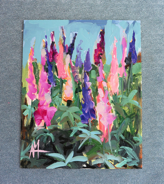 Lupine Flowers Original Painting by Angela Moulton