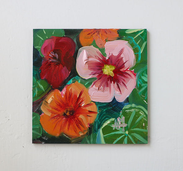 Nasturtium Flowers Original Oil Painting by Angela Moulton