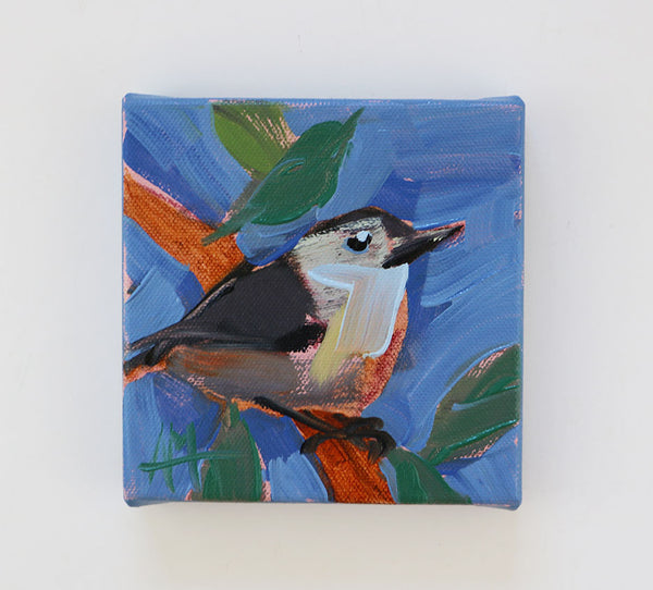 Nuthatch on Blue Original Painting by Angela Moulton