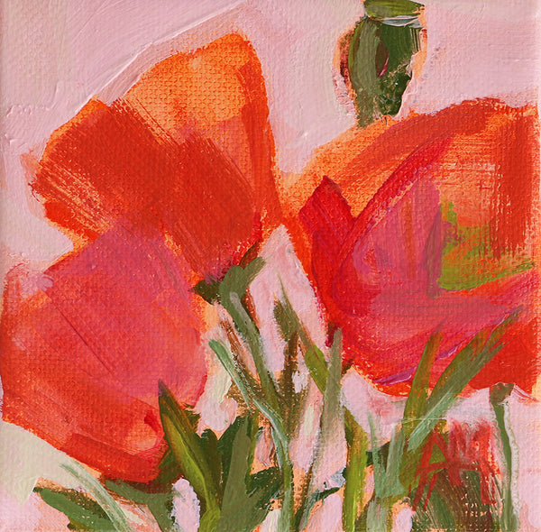 Orange Poppies Original Painting by Angela Moulton