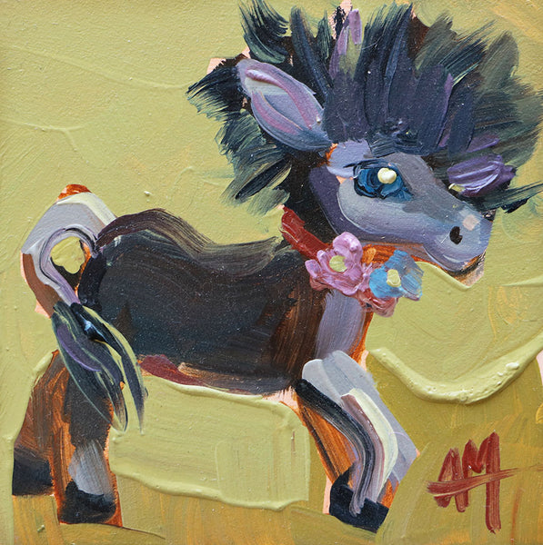 Lil' Porcelain Donkey Original Painting by Angela Moulton