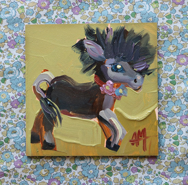 Lil' Porcelain Donkey Original Painting by Angela Moulton