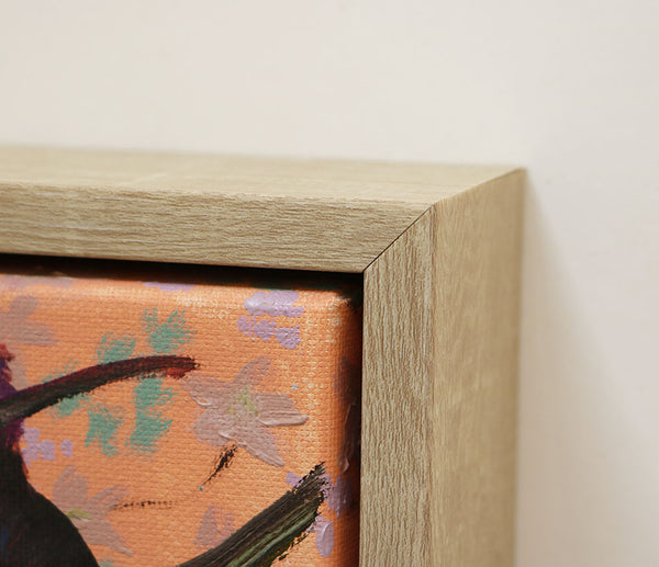 Purple Hummingbird Framed Original Painting by Angela Moulton