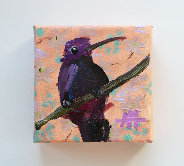 Hummingbird and Flowers Original Painting by Angela Moulton