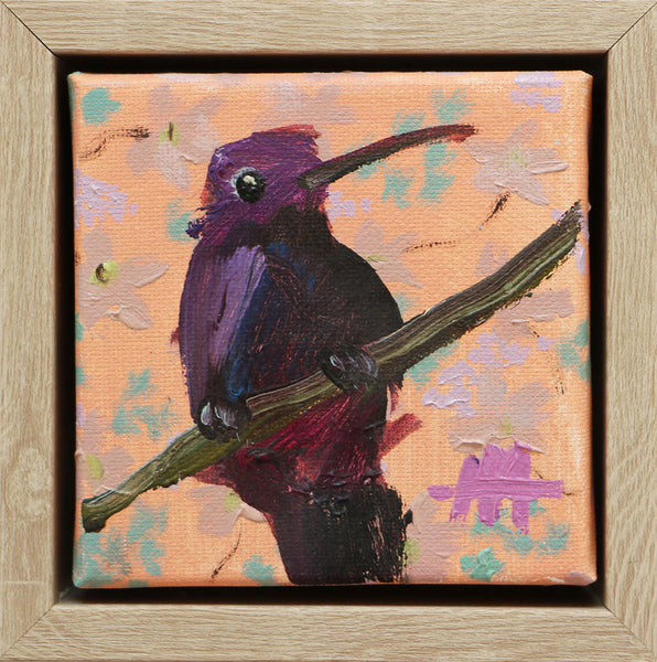 Purple Hummingbird Framed Original Painting by Angela Moulton