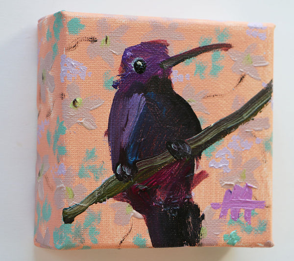 Hummingbird and Flowers Original Painting by Angela Moulton