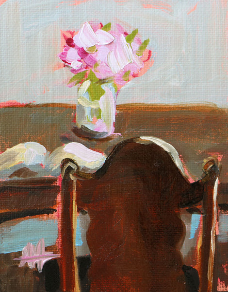 Reading At the Table Original Oil Painting Angela Moulton