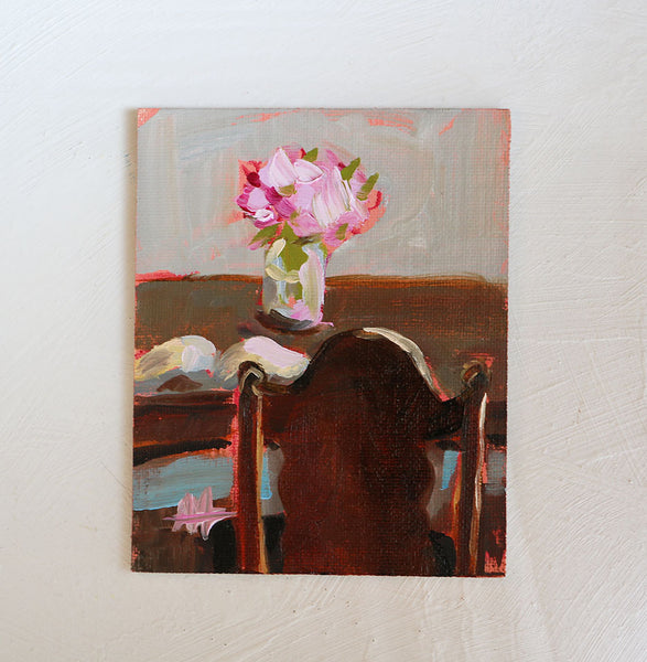 Reading At the Table Original Oil Painting Angela Moulton