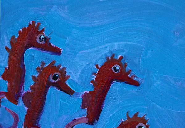 Seahorse Fries (Babies) Original Oil Painting by Angela Moulton