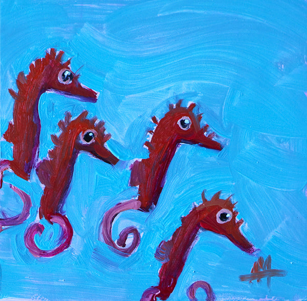 Seahorse Fries (Babies) Original Oil Painting by Angela Moulton