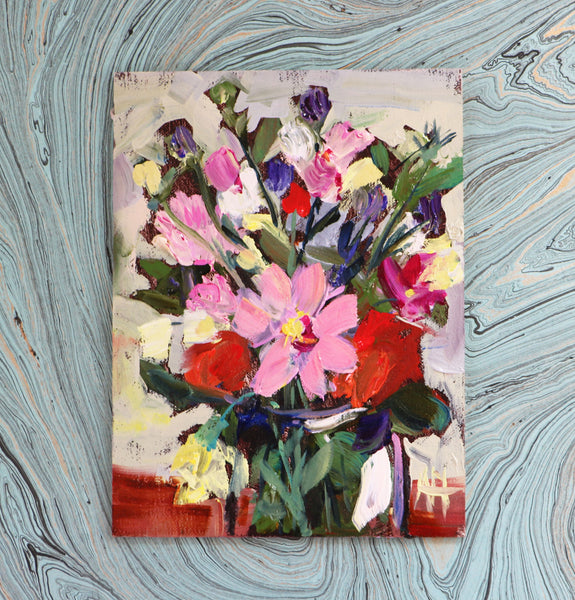 Summer Flowers in Jar Original Painting by Angela Moulton