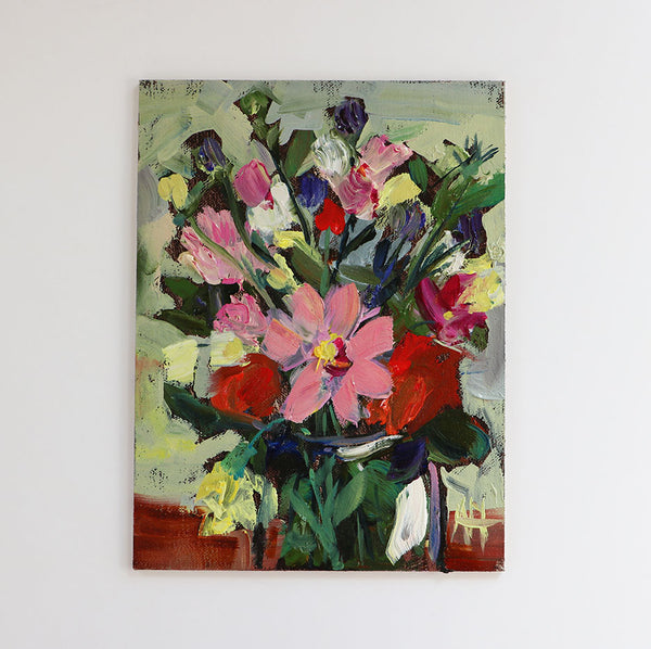 Summer Flowers in Jar Original Painting by Angela Moulton