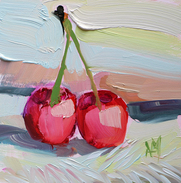 Two Rainier CherriesOriginal Painting by Angela Moulton