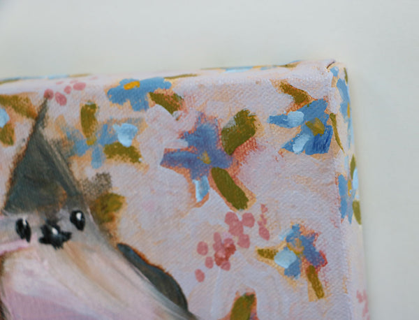 Titmouse on Floral Background Original Painting by Angela Moulton