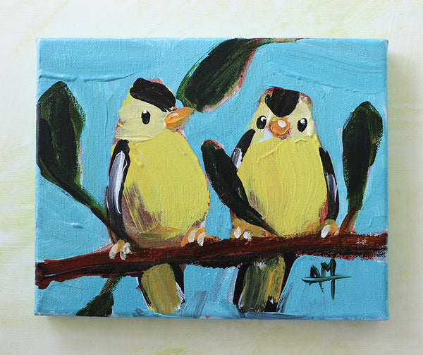 Two Goldfinch Original Painting by Angela Moulton