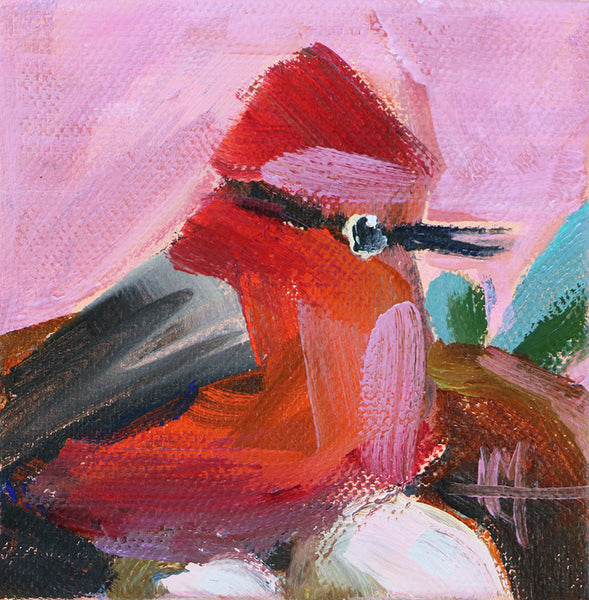 Vermillion Flycatcher in Nest Original Painting by Angela Moulton