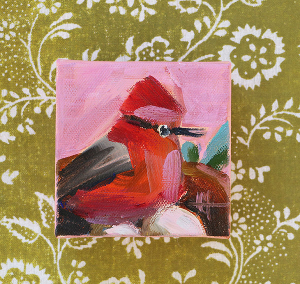 Vermillion Flycatcher in Nest Original Painting by Angela Moulton